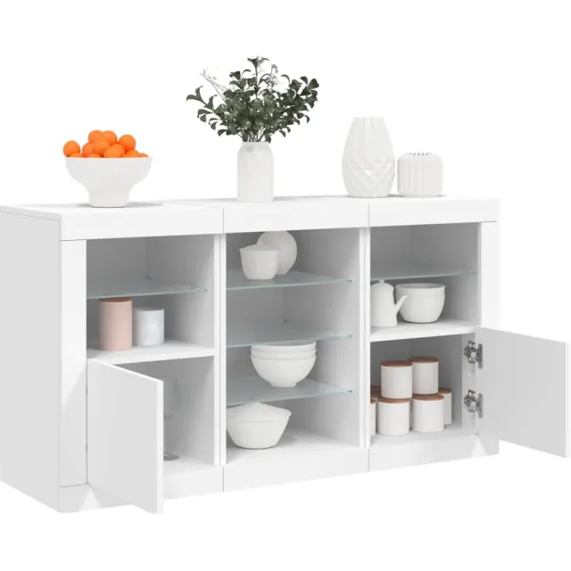 vidaXL Dressoir met LED-verlichting 123x37x67 cm wit