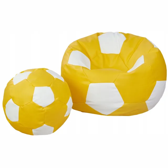 Cronen XXXL Voetbal Puf - Zetel + Gratis Voetenbankje Yellow and White