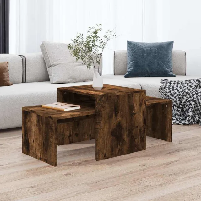 vidaXL Salontafelset 100x48x40 cm bewerkt hout gerookt eikenkleurig, foto 2