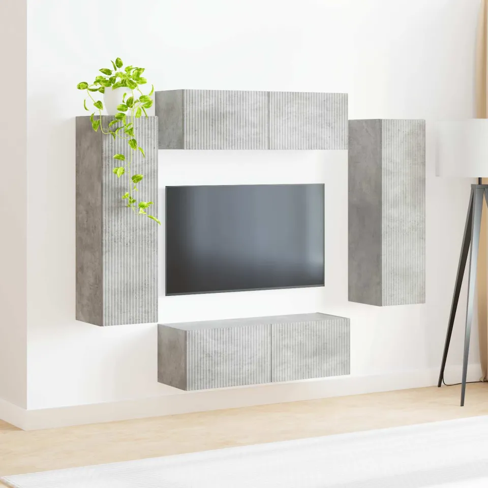 vidaXL TV Wandkast Set 4 st Beton Grijs Bewerkt hout, foto 4