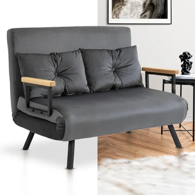 GranMaison Slaapbank - Uitklapbaar - Slaapstoel - Logeerbed - Zetelbed - Slaapfauteuil - Vouwbed - 2 persoons - Zeer comfortabel - Grijs