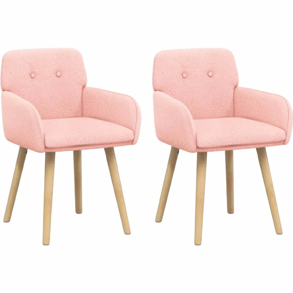 vidaXL Eettafelstoelen 2 st Bouclé Roze 59 x 56,5 x 85 cm, foto 3
