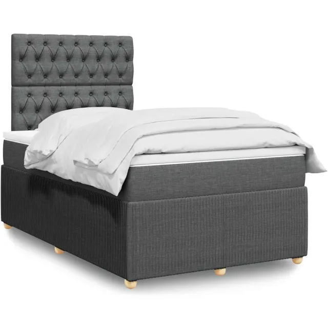 vidaXL Boxspring met matras stof donkergrijs 120x200 cm grijs