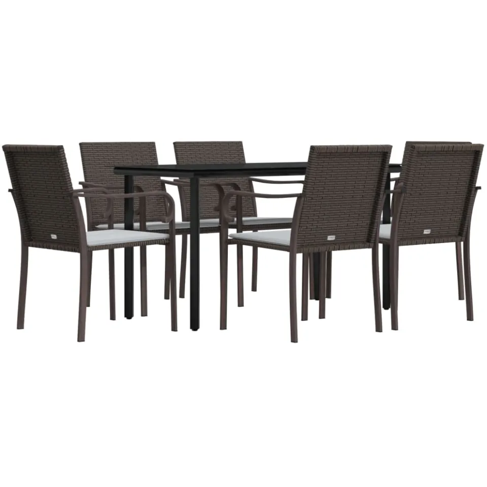 vidaXL 7-delige Tuinset met kussens poly rattan en staal, foto 3