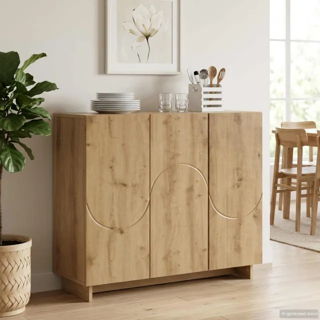 vidaXL Dressoir Artisanaal eiken 85,5 x 31 x 75 cm Bewerkt hout Bruin