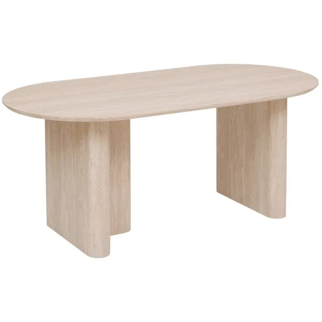 Atmosphera Créateur d'intérieur® Ovale eettafel voor 4/6 personen met travertin-look ANAYA Beige