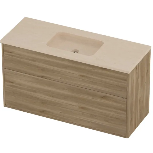 Proline Rollo Badmeubelset Hardsteen Elegant Asymmetrisch 120x46x67 cm Sand Stone Cider Oak Eiken