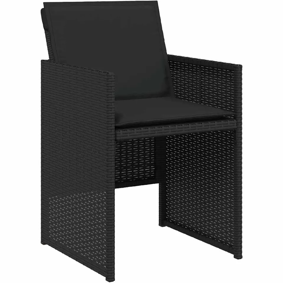 vidaXL 5-delige Tuinset met kussens poly rattan zwart
