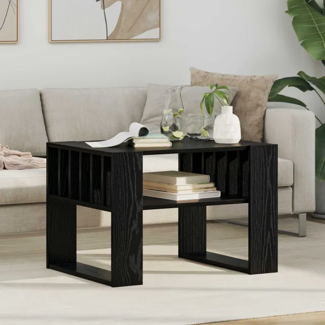 vidaXL Salontafel Zwart Eiken 66 x 49,5 x 45 cm Bewerkt hout, foto 2