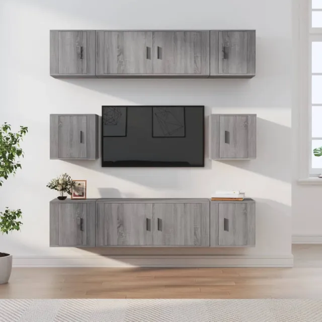 vidaXL 8-delige Tv-meubelset bewerkt hout grijs sonoma eikenkleurig, foto 2