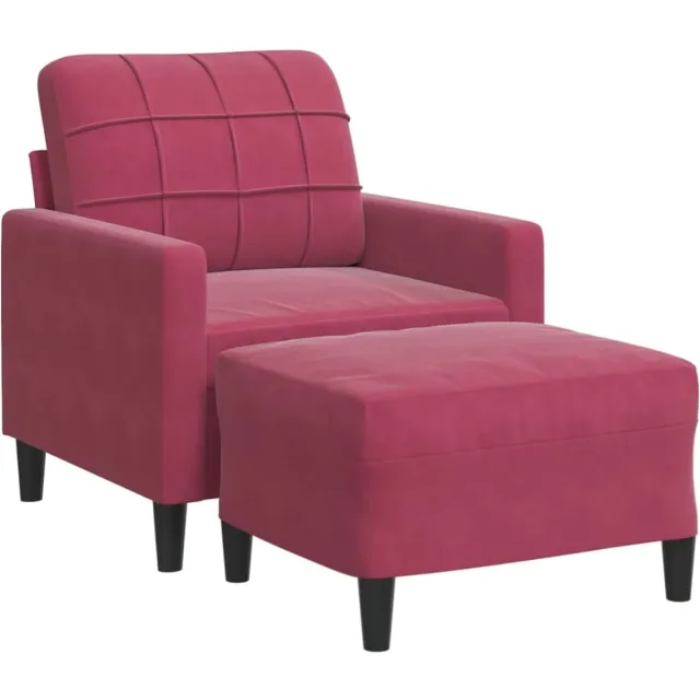 vidaXL Fauteuil - met - voetenbank - 60 - cm - fluweel - wijnrood