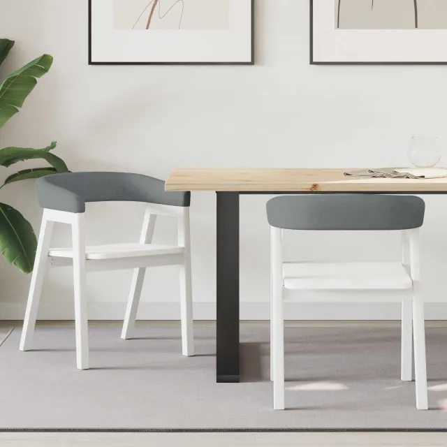 vidaXL Eettafelstoelen 2 st Massief Rubberhout Wit 54 x 57 x 73 cm