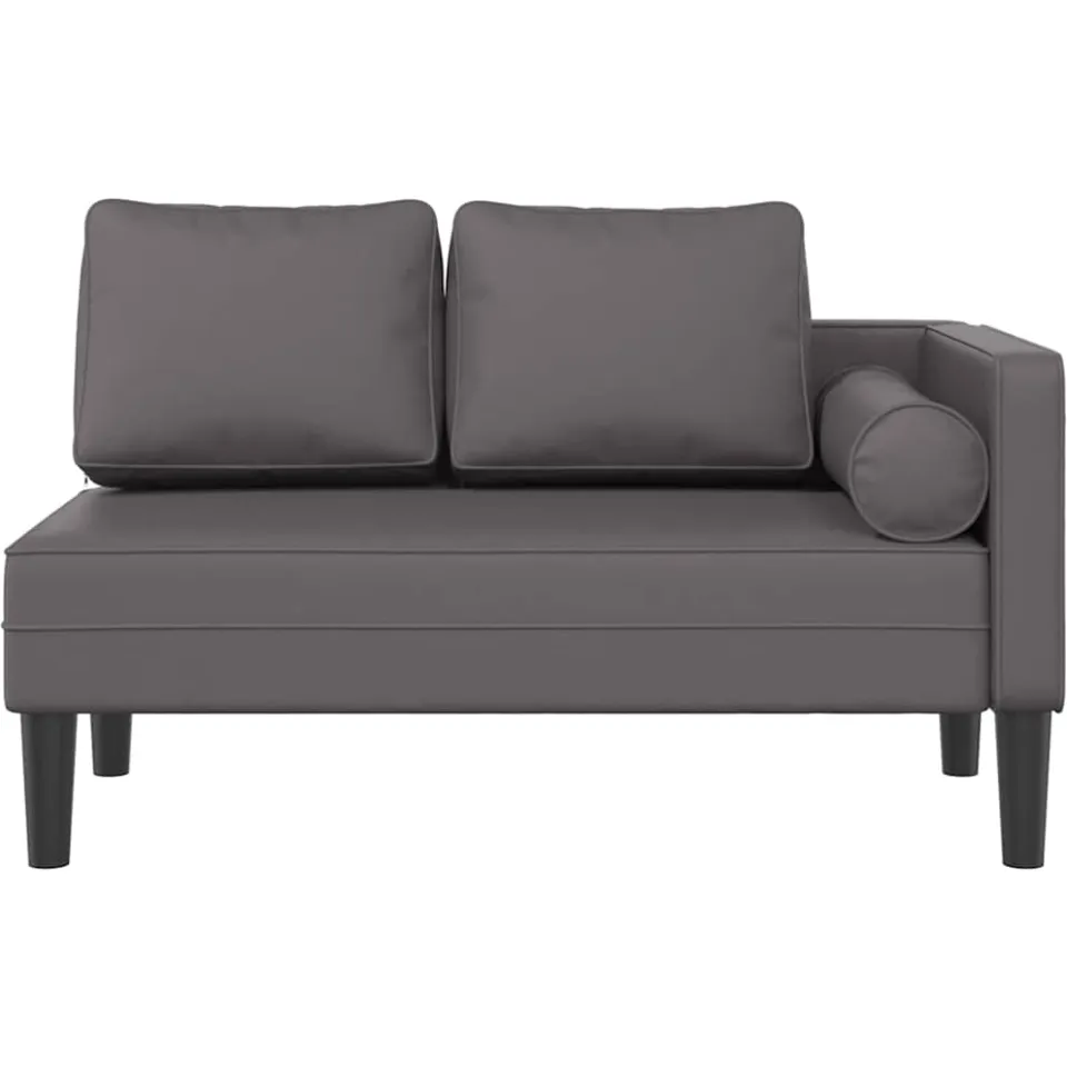 vidaXL Chaise longue met kussens kunstleer grijs