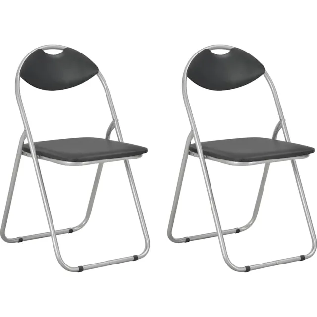 vidaXL Opklapbare stoelen, 2 stuks, zwart kunstleer