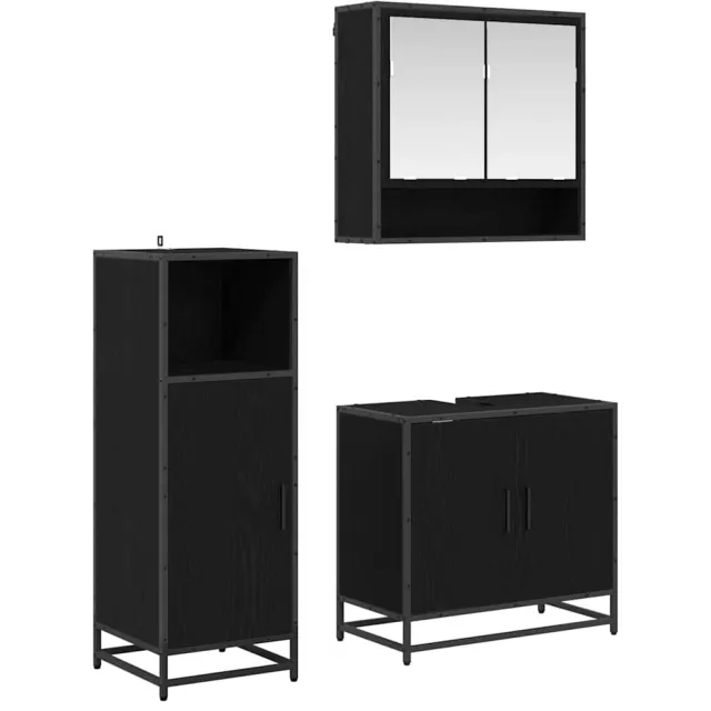 vidaXL Badkamermeubelset 3 st Zwart Eiken 35 x 37,5 x 100 cm