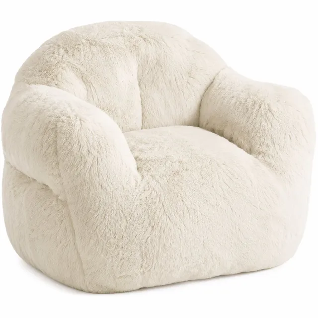 VILIMA Zitzak - Poef - Loungestoel - Fauteuil - Fluffy - Voor volwassenen en kinderen - Comfortabel- Beige - 130x105x85cm
