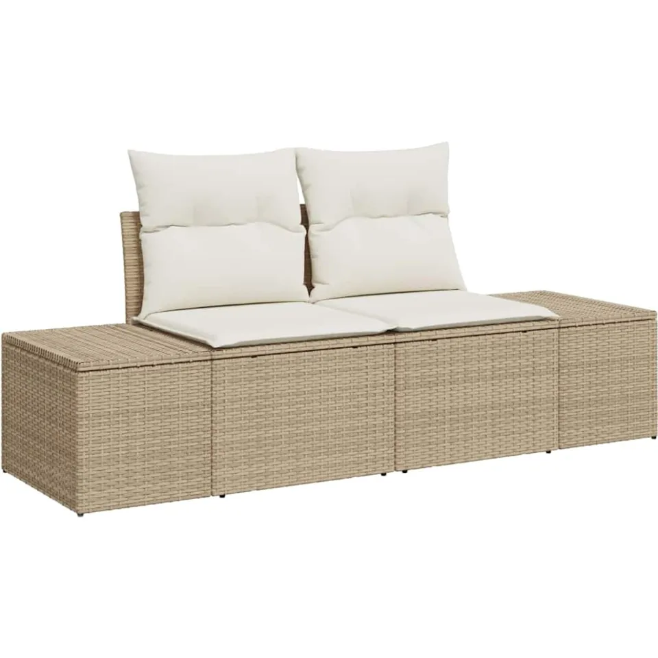 vidaXL Tuin Sofa Set Beige poly rattan, foto 4
