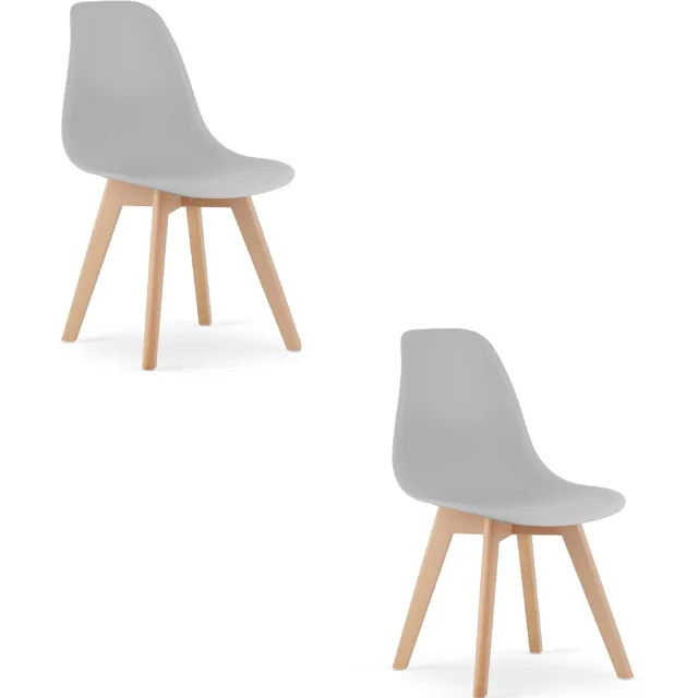 LEOBERT sp. z o.o. sp.k. Set van 2 Eetkamerstoelen KITO – Grijs – Beuken Poten – Kuipstoel met Kunststof Zitting – Tijdloos Design, Functioneel en Duurzaam, Geschikt voor Woonkamer, Eetkamer en Kantoor