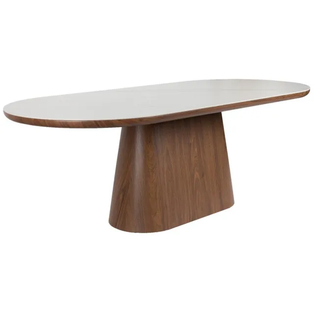 Puur Coen eettafel ovaal 180 cm - walnoot/marmer Donkerbruin