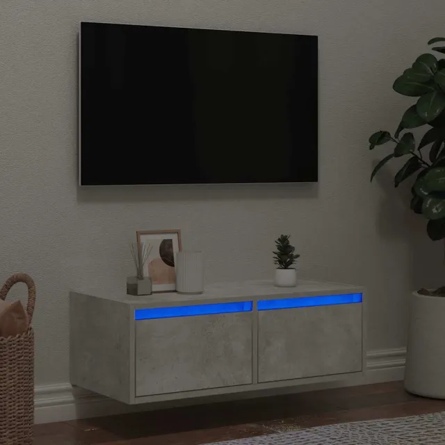 vidaXL Tv-meubel met LED-verlichting 75x35,5x25 cm betongrijs