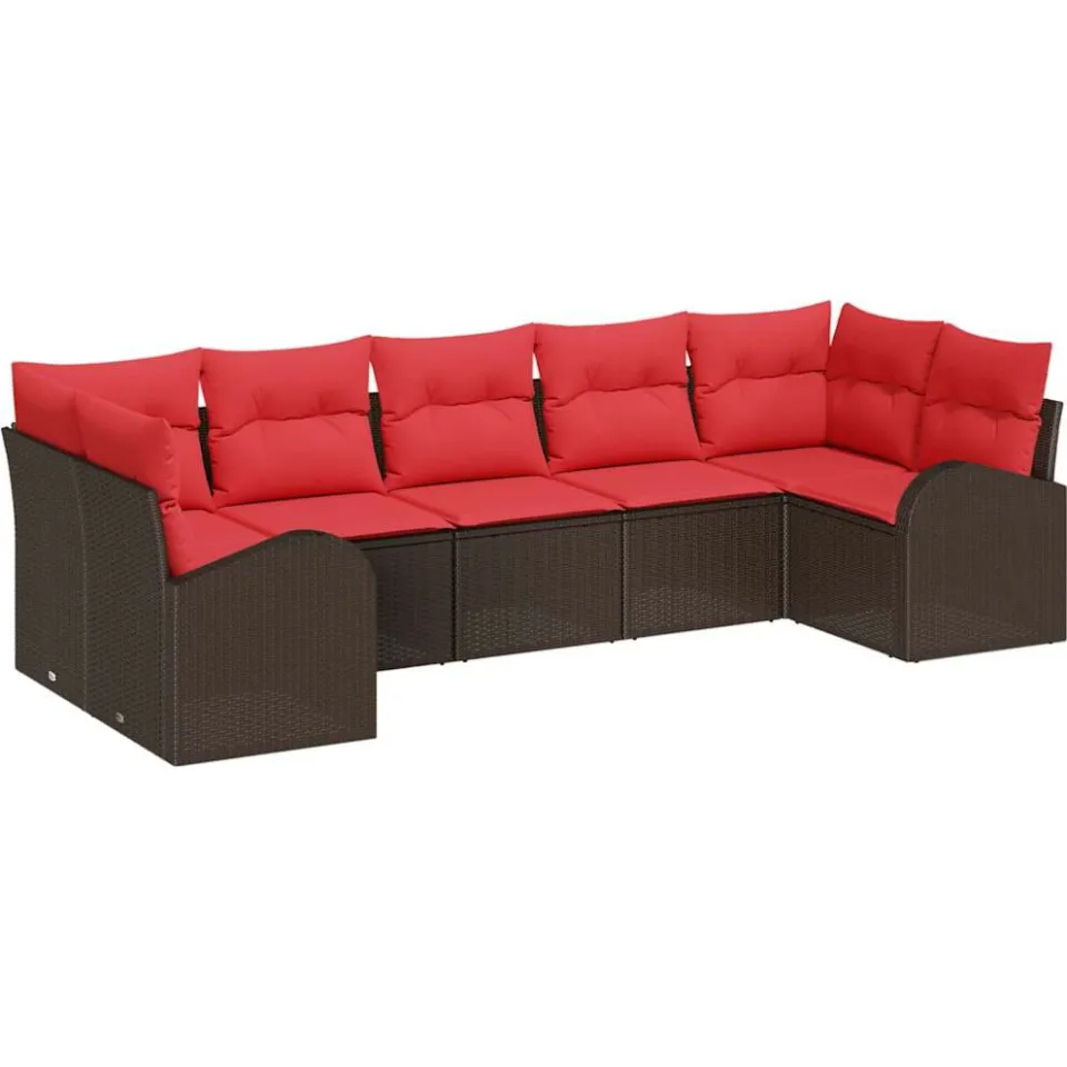 vidaXL Tuin Sofa Set 7 st Bruin [Synthetisch]: Poly Rattan