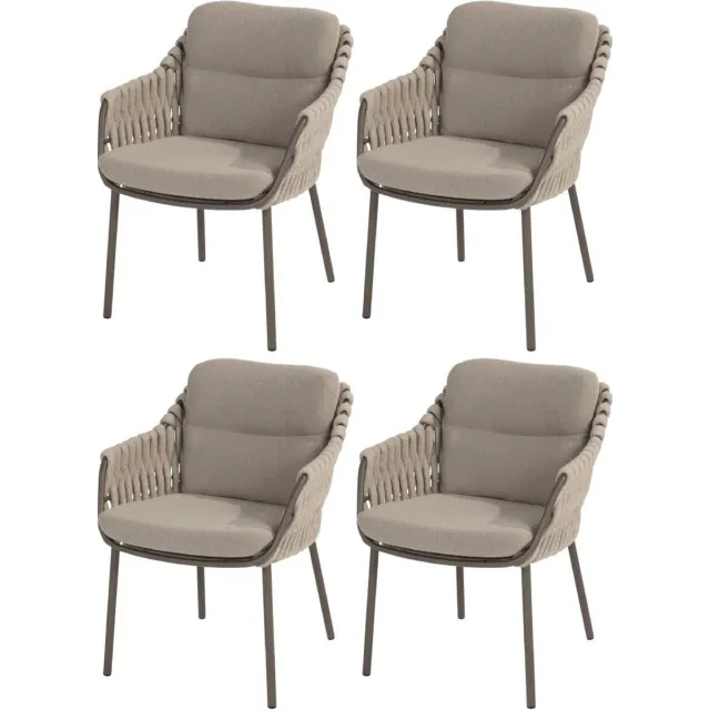 AVH-Collectie Barolo New York stoel bank dining loungeset 6 delig verstelbaar latte Zand / Latte / Linen