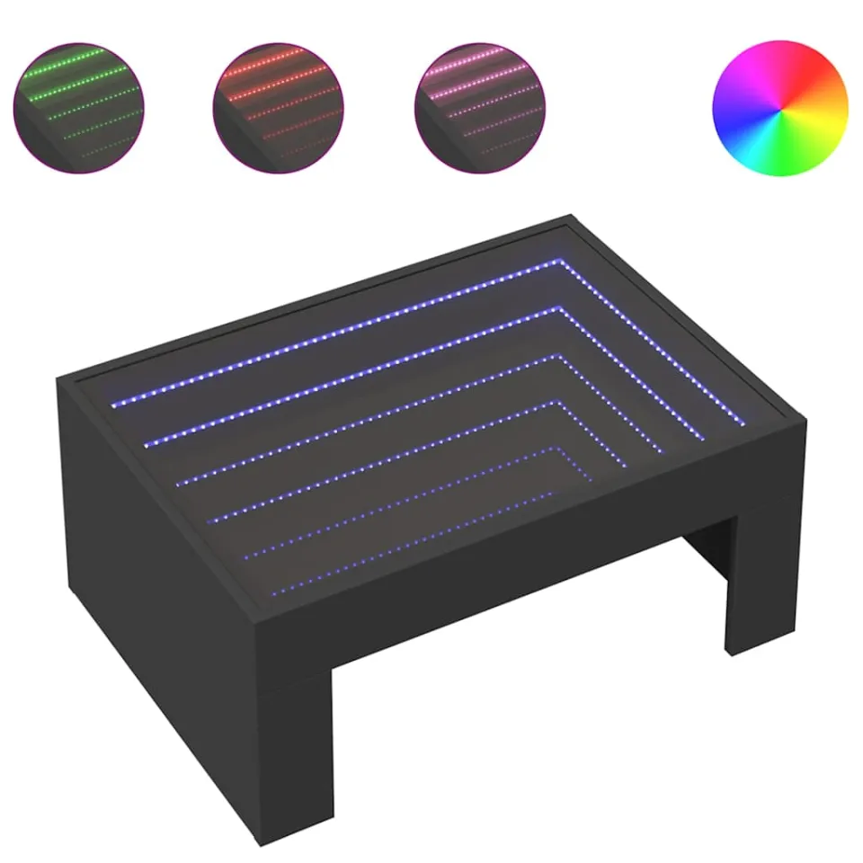vidaXL Salontafel met Infinity LED 70x50x30 cm zwart