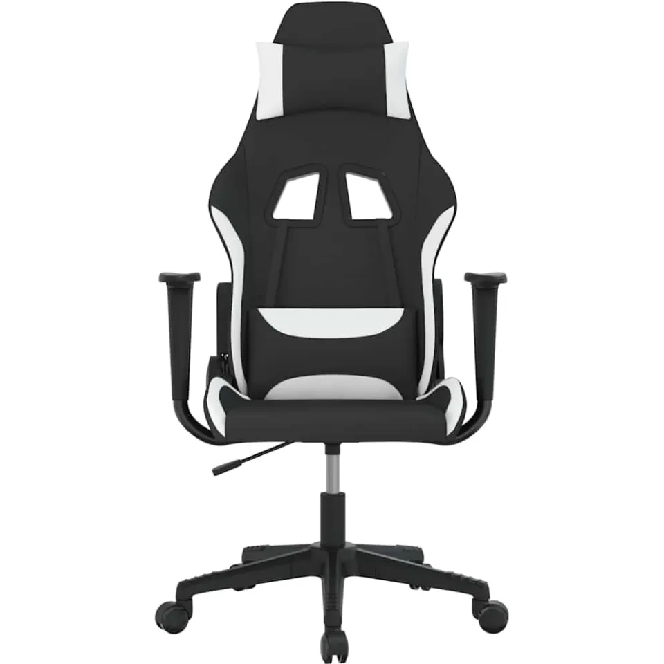 vidaXL Massage gamestoel stof zwart en wit