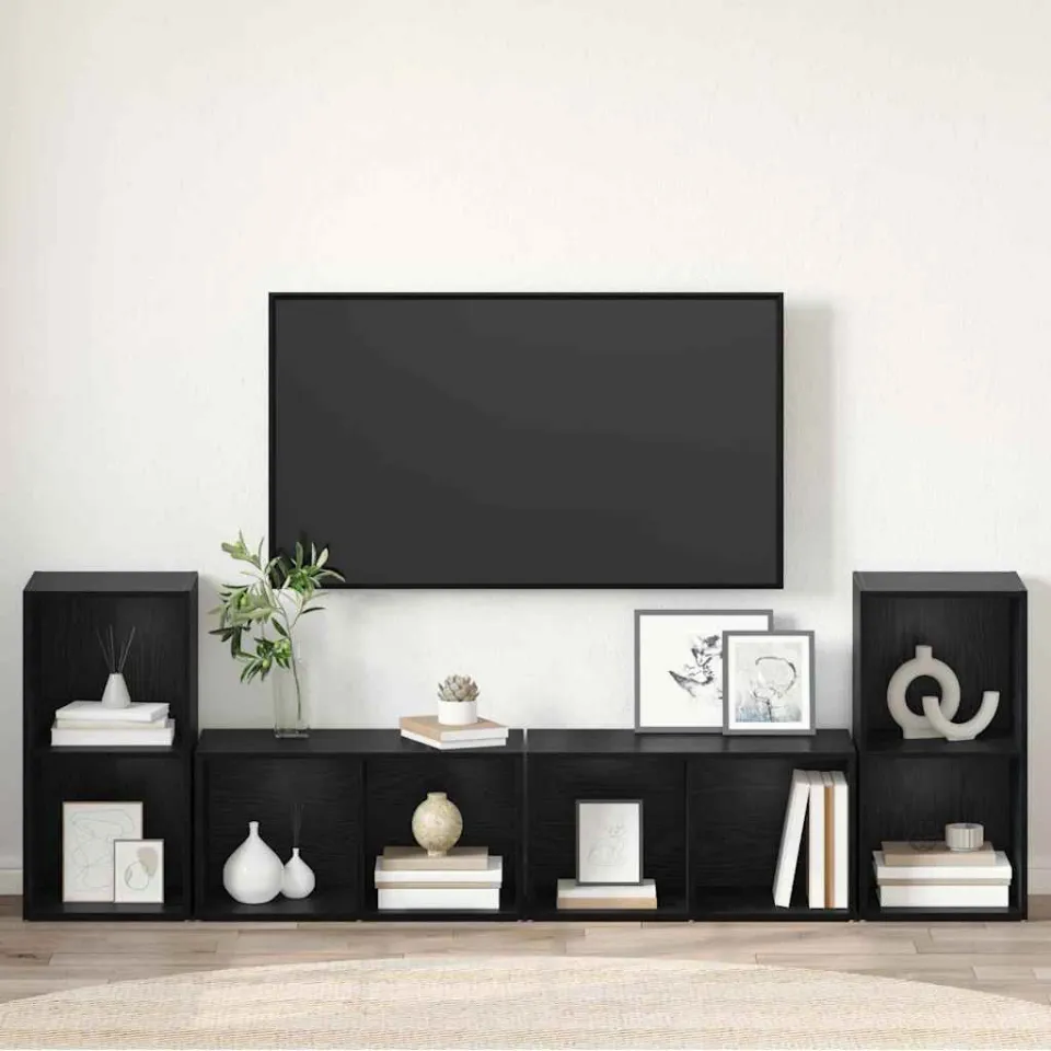 vidaXL Tv-meubelset 4 st 37 x 37 x 72 cm Zwart Eiken, foto 4