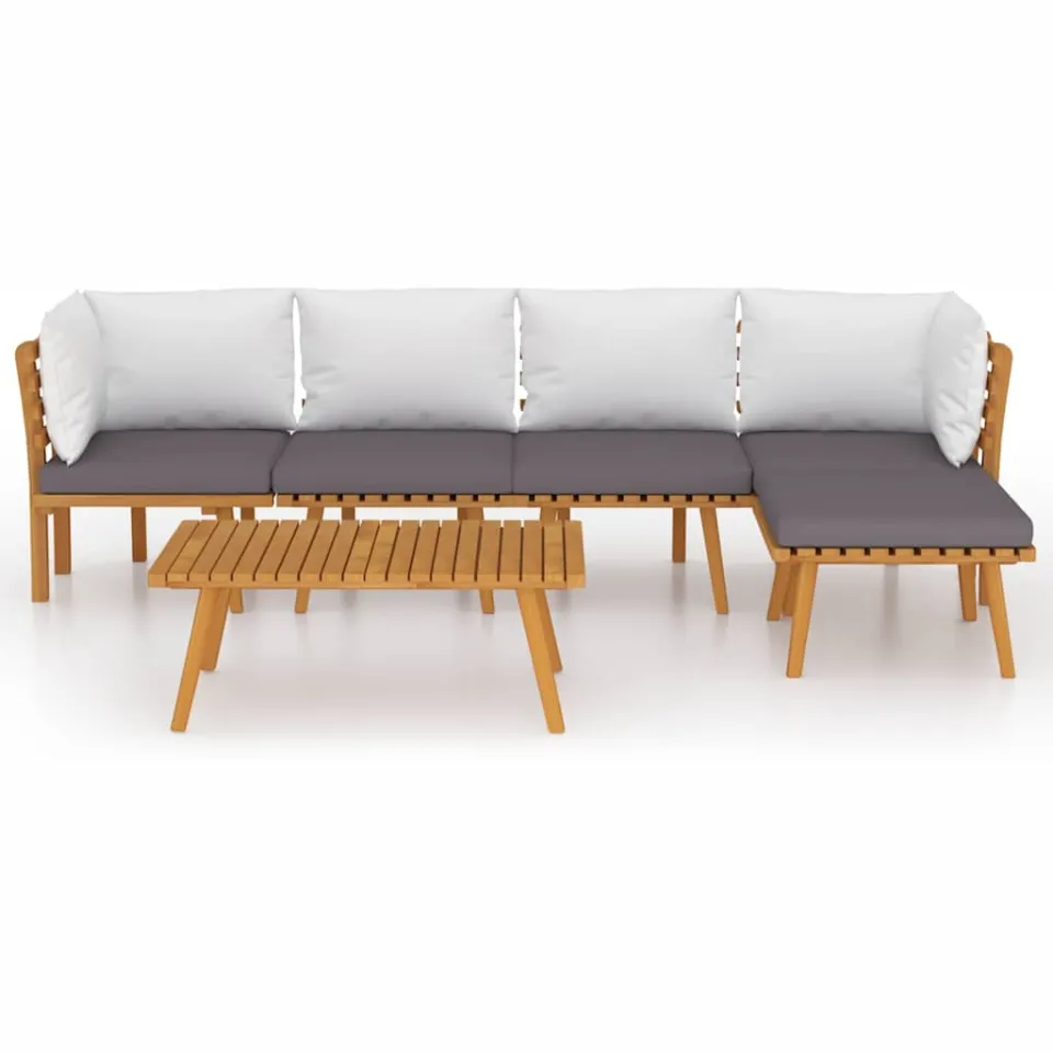 vidaXL 6-delige Loungeset met kussens massief acaciahout Bruin