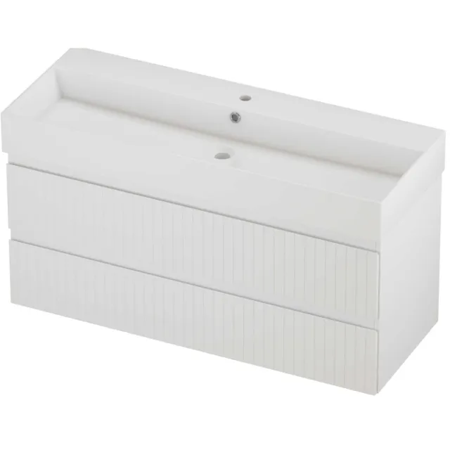 Proline Zara Badmeubelset Porselein Loft 1 Kraangat Gefreesd 120x46x65 cm Glans Wit Mat Wit