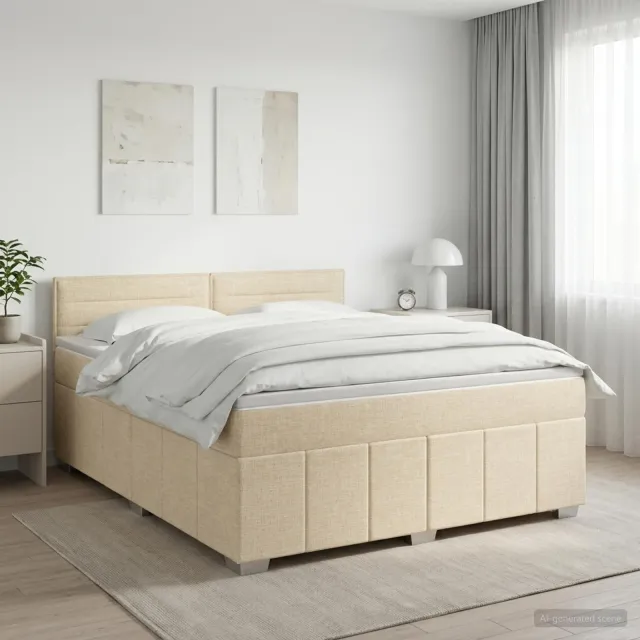 vidaXL Boxspringbed met matras Crèmekleurig 140 x 190 cm Stof
