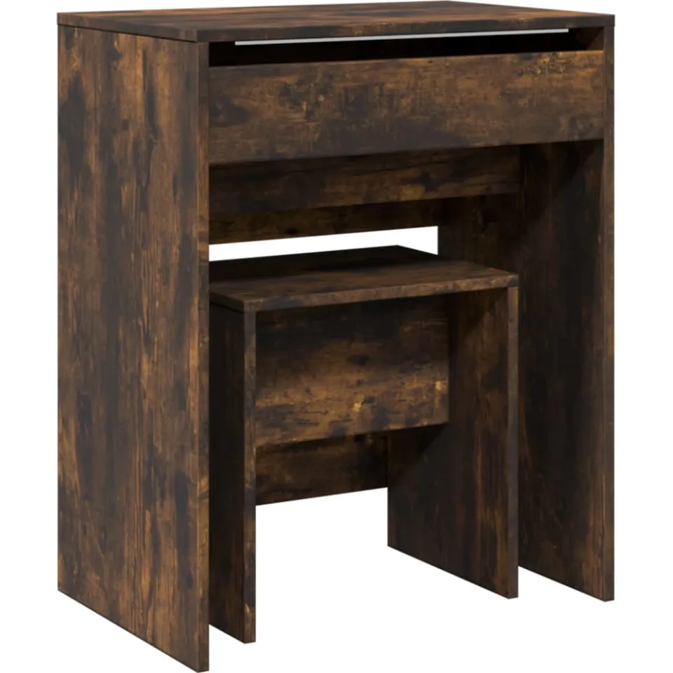 vidaXL Kaptafel met krukje 60x40x113,5 cm gerookt eikenkleurig, foto 3