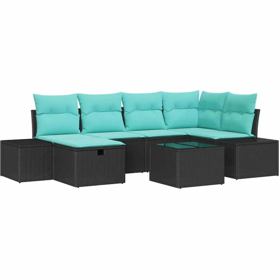 vidaXL Bankstel 3 st poly rattan Zwart