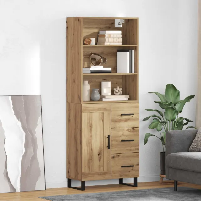 vidaXL Hoge kast 2 st Artisan Eiken 69,5 x 34 x 180 cm Bruin