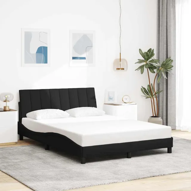 vidaXL Bedframe zonder matras "Hanko" stof zwart 140x200 cm