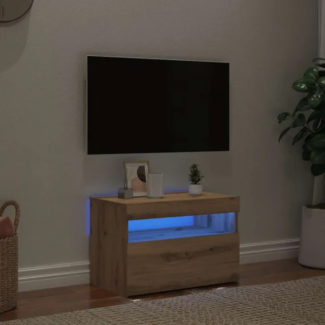 vidaXL Tv-meubel met LED 60x35x40 cm bewerkt hout artisanaal eiken Bruin
