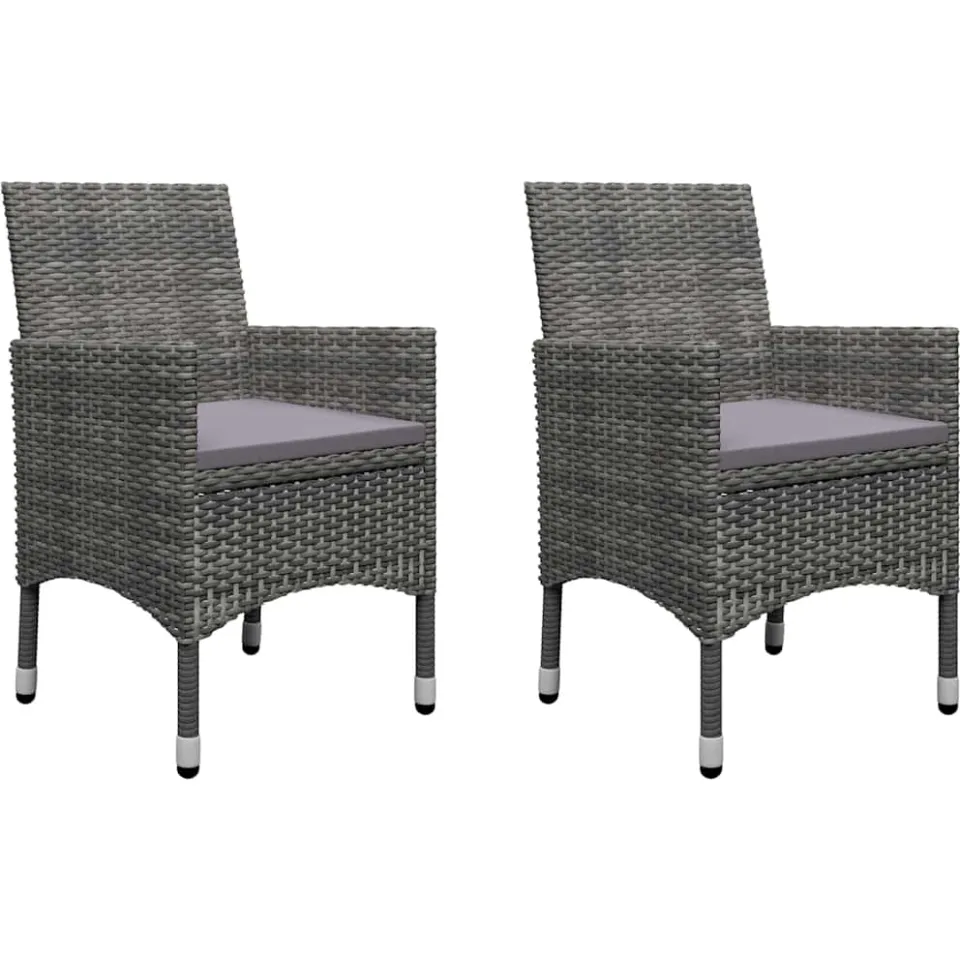vidaXL 3-delige Bistroset poly rattan en acaciahout grijs