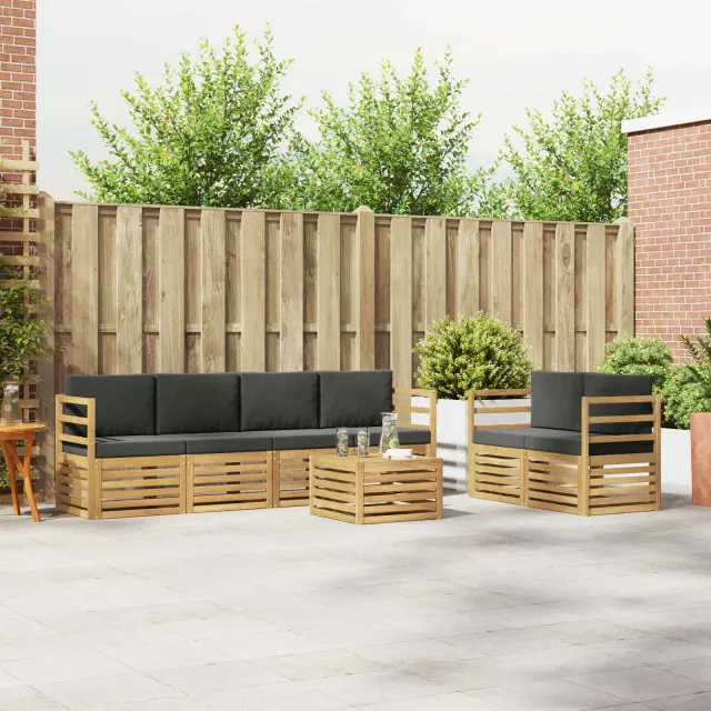 vidaXL Buiten bankenset 7 st 6-zits Wit en antracietkleurig Polyester