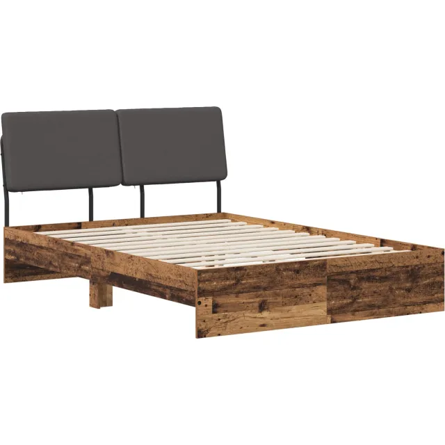 vidaXL Tweepersoonsbed met hoofdbord Oud hout en donkergrijs Bruin