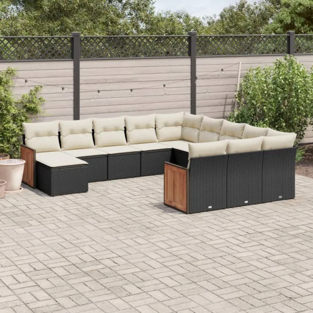 vidaXL 12-delige Loungeset met kussens poly rattan zwart, foto 2