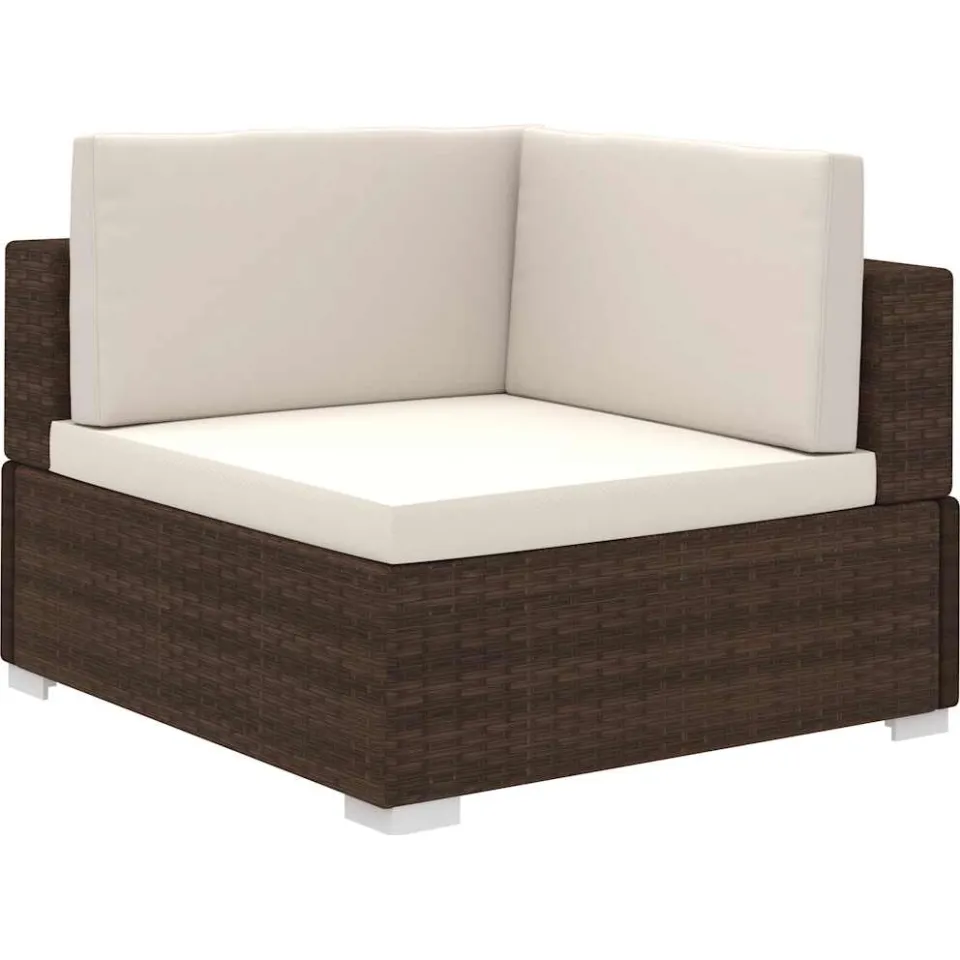 vidaXL 6-delige Loungeset met kussens poly rattan bruin, foto 3