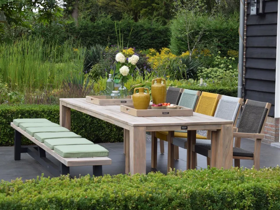 ROUGH Furniture ROUGH-X dining tuintafel 320x100x76cm bruin, foto 4