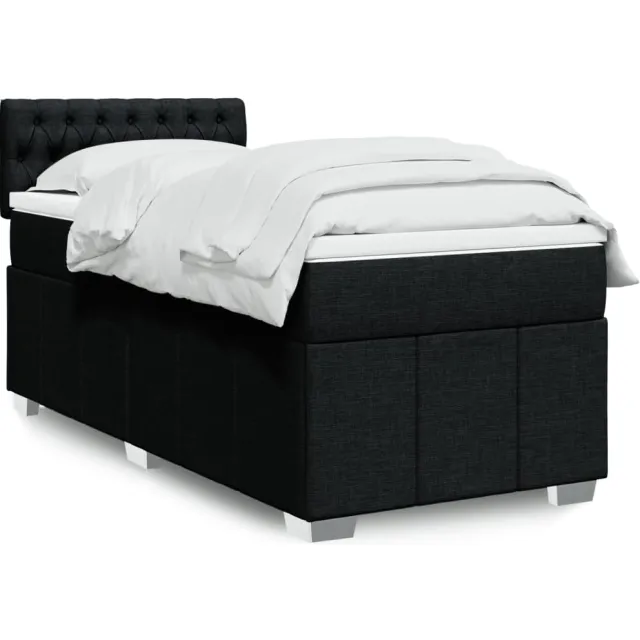 vidaXL Boxspring met matras stof zwart 100x200 cm