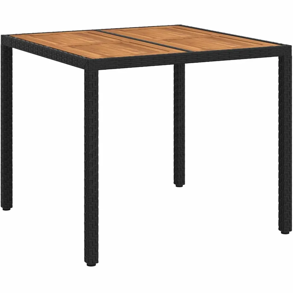 vidaXL Tuinstafel Zwart 90 x 90 x 75 cm poly rattan, foto 3