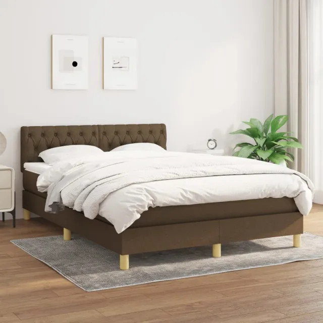 vidaXL Boxspring met matras stof donkerbruin 140x200 cm bruin