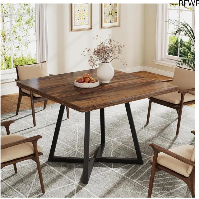 RFWR Industriële Eettafel voor 4 Personen - Houten en Metalen Keukentafel 80 x 80 cm Bruin