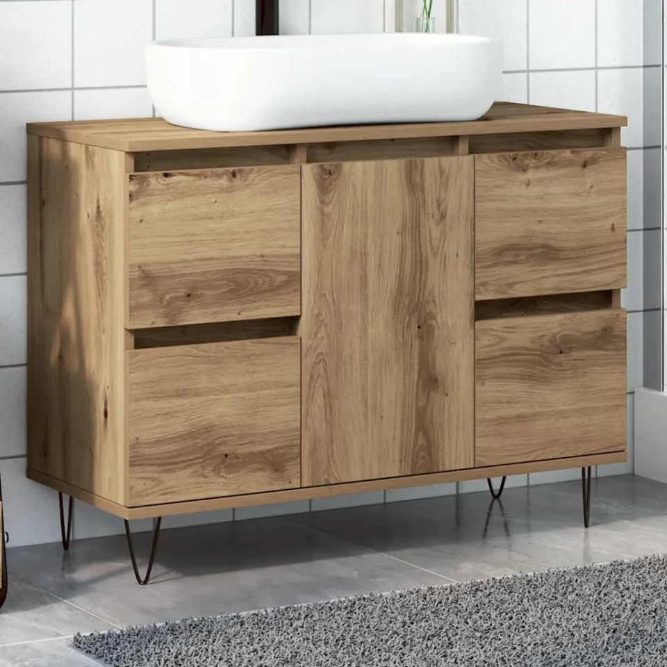vidaXL Badkamerkast 80x33x60 cm bewerkt hout artisanaal eikenkleurig, foto 4
