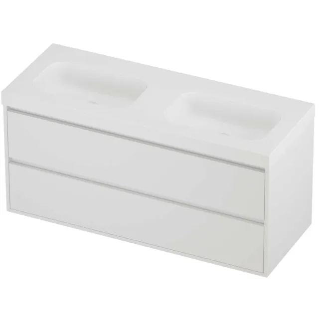 Proline Haga Badmeubelset Polystone Mezza Greeploos 120x46x58 cm Mat Wit Mat White