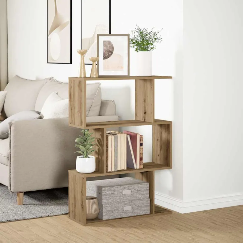 vidaXL Kamerscherm / boekenkast 3-laags 70x24x97 cm hout artisanaal bruin, foto 2
